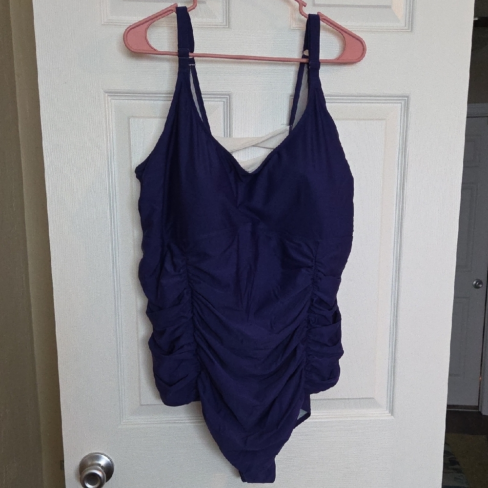 Torrid Blue Bodysuit with Ruched Details